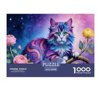 Curly Colored Striped Cat Puzzle Giochi 1000 Pezzi Regalo Per Amore E Amico Arte Interesting Puzzle Adulti Idea Regalo Per 52x38cm/1000pcs