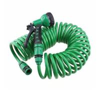 Curly Hose - Flexible Coiled Water Hose With 7-Pattern Spray Nozzle Curly Recoil Watering Hoses With Connector For Boat