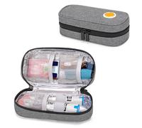 CURMIO Borsa da trasporto in Epipen isolata, borsa portatile per medicinali per 2 EpiPen, Auvi-Q, siringhe, fiale, spray nasale, casa e viaggio, Grigio