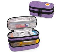 CURMIO Custodia da trasporto in EpiPen con isolamento a doppio strato, borsa portatile per medicinali per 2 EpiPen, Auvi-Q, siringhe, distanziatore, spray nasale, casa e viaggio, Viola