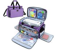 CURMIO Custodia da Trasporto per Macchina da Cucire per la Maggior Parte delle Macchine da Cucire Standard, Borsa da Viaggio Universale con 2 Tasche Trasparenti Rimovibili, Viola