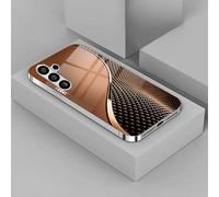 Curranet - Custodia rigida per Samsung S25 S24 S23 Ultra Plus (S10plus, marrone) in vetro temperato di alta qualità con cornice sottile in silicone, protezione antigraffio