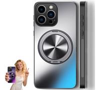 Curranet Magnetic Ring Hard Matte Case for iPhone, Curranet Lens Protection Hard Case with Magnetic Bracket, All-Inclusive Anti-Fall, Rotatable Foldable Ring Holder for iPhone (iphone13 pro,Gray)