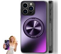 Curranet Magnetic Ring Hard Matte Case for iPhone, Curranet Lens Protection Hard Case with Magnetic Bracket, All-Inclusive Anti-Fall, Rotatable Foldable Ring Holder for iPhone (iphone15,Purple)