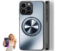 Curranet Magnetic Ring Hard Matte Case for iPhone, Curranet Lens Protection Hard Case with Magnetic Bracket, All-Inclusive Anti-Fall, Rotatable Foldable Ring Holder for iPhone (iphone16,Blue)