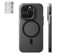 Curranet Non-Slip Matte Corrugated Hard Case for iPhone, Corrugated Pattern Non-Slip Magnetic Matte Case for iPhone, Wireless Charge Matte Case for iPhone 15 PRO Max (for iPhone13,Black)
