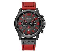 Curren 8314 - Orologio da polso da uomo, stile casual, con quadrante analogico e calendario, colore: rosso, Cinturino