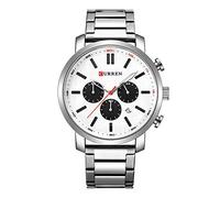 CURREN 8315 - Orologio da polso da uomo con quadrante analogico e calendario e quadrante in acciaio argentato, Argento, 22, Bracciale