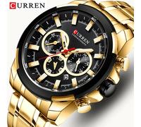 CURREN Orologi da uomo Top Brand Orologio sportivo grande Orologio da uomo di lusso in acciaio militare Orologi da polso al quarzo Cronografo Orologio maschile dal design in oro