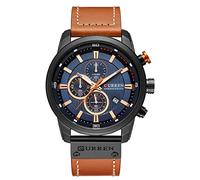 CURREN - Orologio da polso da uomo, analogico, elegante, moderno, casual, sportivo, multifunzione, con calendario, cronografo, cronometro, secondo, cinturino in pelle, regolabile, fibbia di sicurezza,