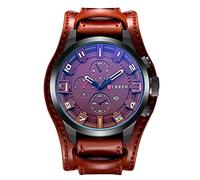 CURREN - Orologio da polso da uomo, analogico, unico, moderno, casual, sportivo, elegante, formale, con calendario, in acciaio inox, in pelle, regolabile, fibbia di sicurezza con fibbia, orologio per