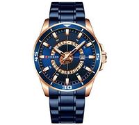 CURREN Orologio da polso da uomo, con data, analogico, al quarzo, in acciaio, blu 8359, Blu, 22, Bracciale