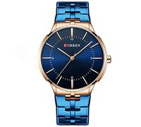 CURREN Orologio da polso da uomo con visualizzazione della data in acciaio casual al quarzo blu 8321, Bracciale