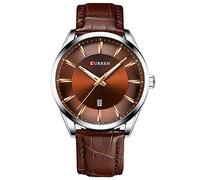 CURREN Orologio da polso da uomo semplice con display con data e cinturino in pelle casual orologio al quarzo marrone 8365, Marrone, 22, Cinturino
