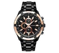 CURREN - Orologio da polso da uomo, sportivo, impermeabile, al quarzo, in acciaio inox, per uomini e ragazzi, nero