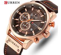 CURREN orologio da uomo in pelle orologi sportivi da uomo esercito militare orologio da polso al quarzo cronografo orologio maschile Relogio Masculino silver black