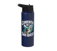 Currently On A Side Quest Gamer Nerd Rpg Gaming Stainless Steel Insulated Water Bottle
