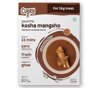 CURRYiT Ready to Cook Kosha Mangsho Mutton Curry Chicken Curry and Fish Curry Paste Serves 4-6 Indian Masala Gravy Made with Ghee Ready in 30 Mins No Preservatives Gluten-Free, 250 gm