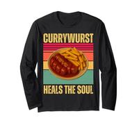 Currywurst Guarisce L'anima Divertente retrò Tedesco Cibo Gioco di Parole Foodie Maglia a Manica