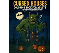 Cursed Houses Coloring Book for Adults: 30 Cursed Mansions, Graveyards And Gothic Night Scenes with Terrifying Monsters