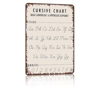 Cursive Chart Metal Sign 8x12 Inch