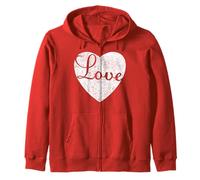 Cursive Love - Maglietta per San Valentino, Motivo: Cuore Rosso, per Uomo e Donna Felpa con Cappuccio