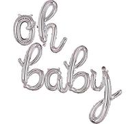Cursive OH Bambino Lettera Argento Foglio Mylar Palloncini Banner Compleanni Decorazioni Del Partito Forniture Piccolo 16 Pollice Baby Shower