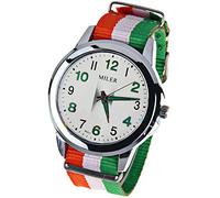 CursOnline Orologio unisex cinturino tessuto con colori bandiera italiana movimento al quarzo nuovo orologio