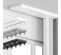 Curt Track - Binario in alluminio resistente, 1 m 6 m, con gancio, regolabile, per camera da letto, soggiorno, finestra, hotel (bianco, 4,8 m)