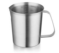 CURTA Misurino in acciaio inox 18/8 con manico e beccuccio per versare, brocca in metallo con marcatura Oz e ML, 700 ml - 3 tazze), brocca resistente