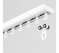 Curtain Single Tracks, Ultra-thin Curtain Tracks, Ceiling Mount Curtain Rail System, Aluminum Alloy Curtain Tracks Rail Set, For Living Room Bedroom Room Divider(White,1.9M)
