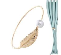 Curtains Holdbacks - Metal Leaf Design 14x13.5x3cm | Pearl Side Tieback Hooks For Drapes Window Wall Decor | Decorative Curtain Pull Backs A Practical Purpose But Also Add A Chic Touch