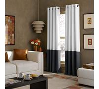 Curtainworks Kendall Tenda a Pannello Color Block con Anelli, White/Dark Grey, 120 inch
