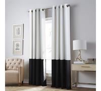 Curtainworks Kendall Tenda a Pannello Color Block con Anelli, White/Dark Grey, 84"