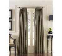 Curtainworks Marquee Faux Silk Pinch Pleat Curtain Panel, Bronze, 30 by 84"