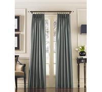 Curtainworks Marquee Faux Silk Pinch Pleat Curtain Panel, Teal, 30 by 95"