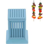 CURTEK Cubo Fabbrica Spiedini Arrosticini Creatore Rapido per Carne e Verdure Barbecue Spiedini arrosticini cubo Barbecue Stringer 49 Buche Barbecue Grill Shish Kebab Maker Kit Strumento(blue)