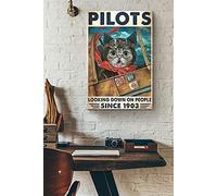 Curteny Poster in metallo con scritta "Pilots looking down on people since 1903", stile retrò, in alluminio, decorazione per la casa, decorazione per la casa, 30,5 x 40,6 cm