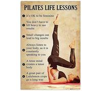 Curteny Poster su tela con pittura su tela, insegna in metallo di stagno, Pilates Life Lessons It's Ok to Be Feminine, pannello da parete retrò decorazione artistica per casa, camera da letto, bar