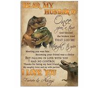 Curteny Targa in metallo con scritta "Dear My Husband Straight to You", stampa artistica per amanti dei dinosauri, vintage, in metallo, decorazione per casa, bar, negozio, caffè, regalo, 14 x 20 cm
