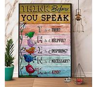 Curteny Targa in metallo con scritta in inglese "Think Before You Speak", in metallo, stile vintage, per la decorazione della casa, decorazione in metallo, 30,5 x 40,6 cm