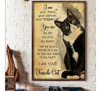 Curteny Targa in metallo con scritta in lingua inglese "I'm Your Friend Your Partner Your Smoking Cat Cats Poster Vintage Metal Signs for Bar Music Club Man Cave Room Wall Decor 14,9 x 20,3 cm