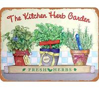 Curteny Targa in metallo per fiorista, con scritta in lingua inglese "The Kitchen Herb Garden", stile vintage, per casa, ristorante, cucina, decorazione da parete, regalo classico, 14 x 20 cm