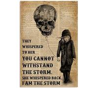 Curteny Targa in metallo vintage con scritta "I Am The Storm Balloon Skull Poster Vintage Family Restaurant Outdoor Home Lovers Gift Bathroom Cafe Poster da parete Placca 14,9 x 20,3 cm