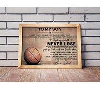 Curteny Targa in metallo vintage con scritta in lingua inglese "Dad to Son", poster motivazionale, arte della pallacanestro, poster sportivo, stampa artistica su tela, 14 x 20 cm