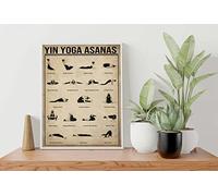 Curteny Targa vintage in metallo con scritta "Yin Yoga Poses", arte da parete per yoga, decorazione da parete per yoga, decorazione per yoga, decorazione per la stanza di yoga, regalo per gli amanti