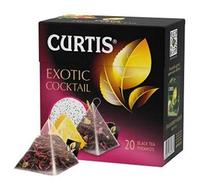 CURTIS TEA, EXOTIC COCKTAIL, TÈ NERO CEYLON AROMATIZZATO ALLA SUCCOSI FRUTTA TROPICALE E AL LAMPONE, 20 PIRAMIDI INDIVIDUALI IN RETE