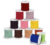 Curtzy 12pz Cordino per Collane Finta Pelle Scamosciata - Filo per Collane 3m, Spesso 3mm - Corde di Pelle Finta Spago Colorato - Fili per Braccialetti Fai da Te, Cordoncino per Collane, Artigianato
