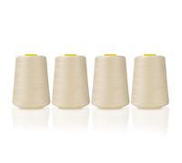 Curtzy 4pz Set Rocchetto Filo per Macchina da Cucire Poliestere Beige - Bobine per Macchina da Cucire da 11 cm con 5400 m di Filo da Ricamo - Kit Filo da Cucito per Ricamo a Mano e Macchina