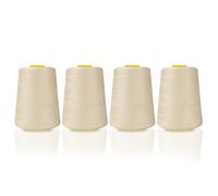 Curtzy 4pz Set Rocchetto Filo per Macchina da Cucire Poliestere Beige - Bobine per Macchina da Cucire da 11 cm con 5400 m di Filo da Ricamo - Kit Filo da Cucito per Ricamo a Mano e Macchina